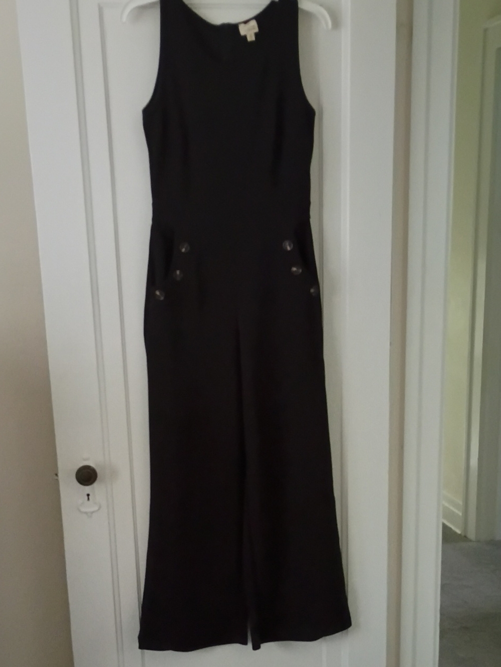 Caution To The Wind Black Sleeveless Wide-Leg Jumpsuit with Button Details